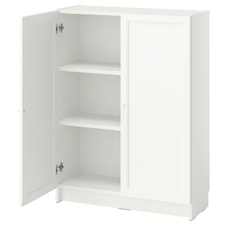 BILLY / OXBERG Bookcase with doors, white, 80x30x106 cm
