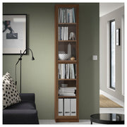 BILLY / OXBERG Bookcase with glass door, brown walnut effect, 40x30x202 cm