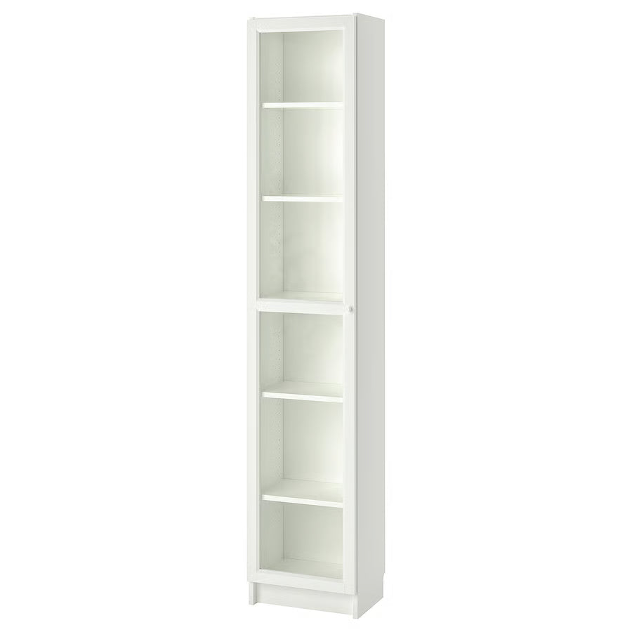 BILLY / OXBERG Bookcase with glass door, white/glass, 40x30x202 cm