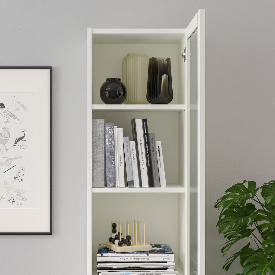 BILLY / OXBERG Bookcase with glass door, white/glass, 40x30x202 cm