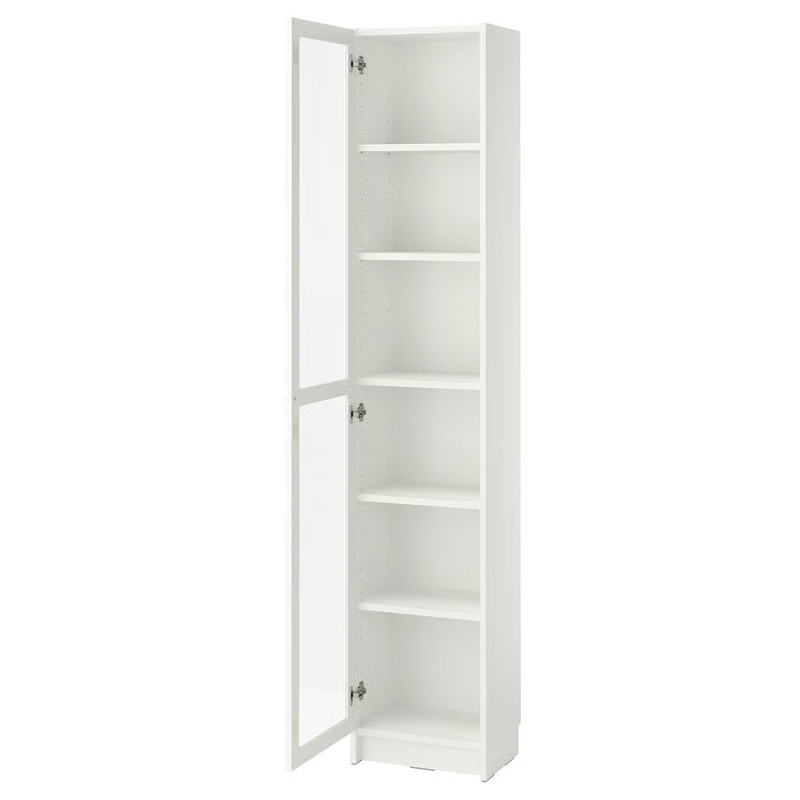 BILLY / OXBERG Bookcase with glass door, white/glass, 40x30x202 cm