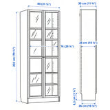 BILLY / OXBERG Bookcase with glass doors, black oak effect, 80x30x202 cm