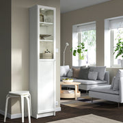 BILLY / OXBERG Bookcase with panel/glass door, white/glass, 40x30x202 cm