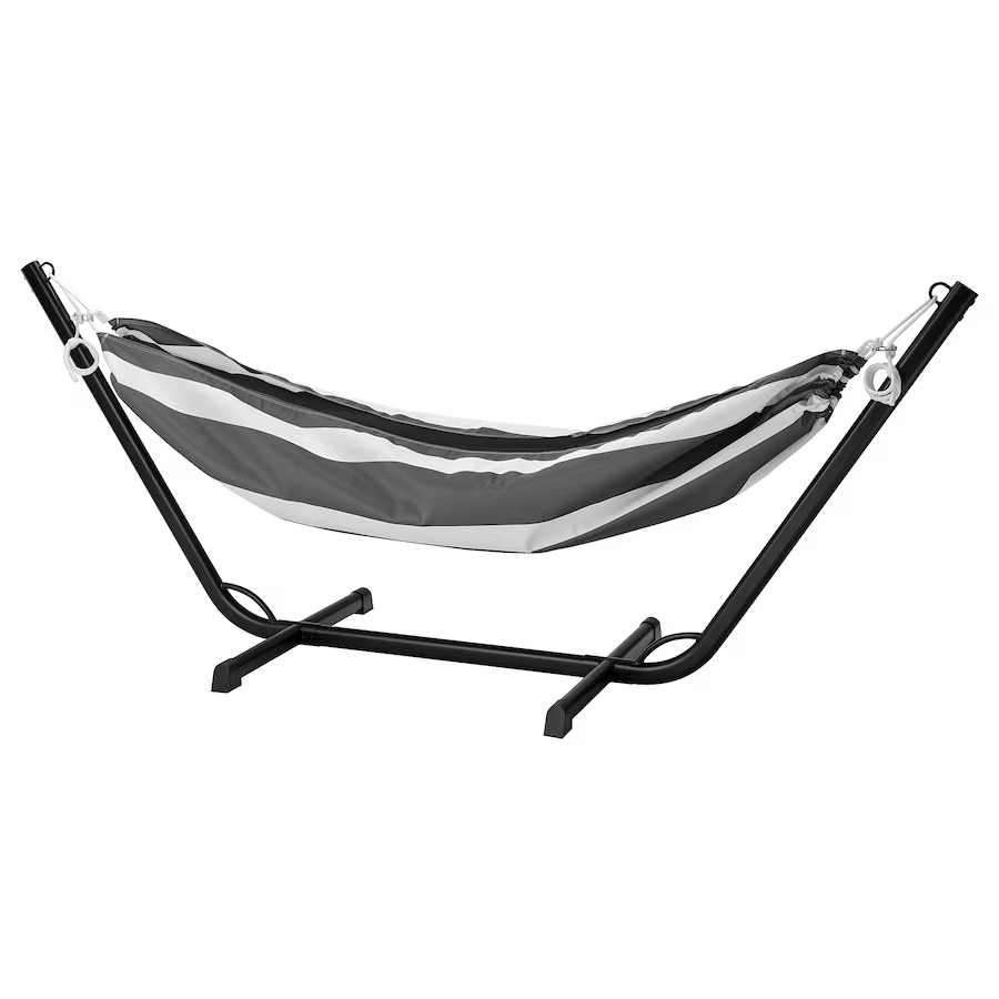 BOCKON / HAMNON Hammock with stand, black/anthracite white
