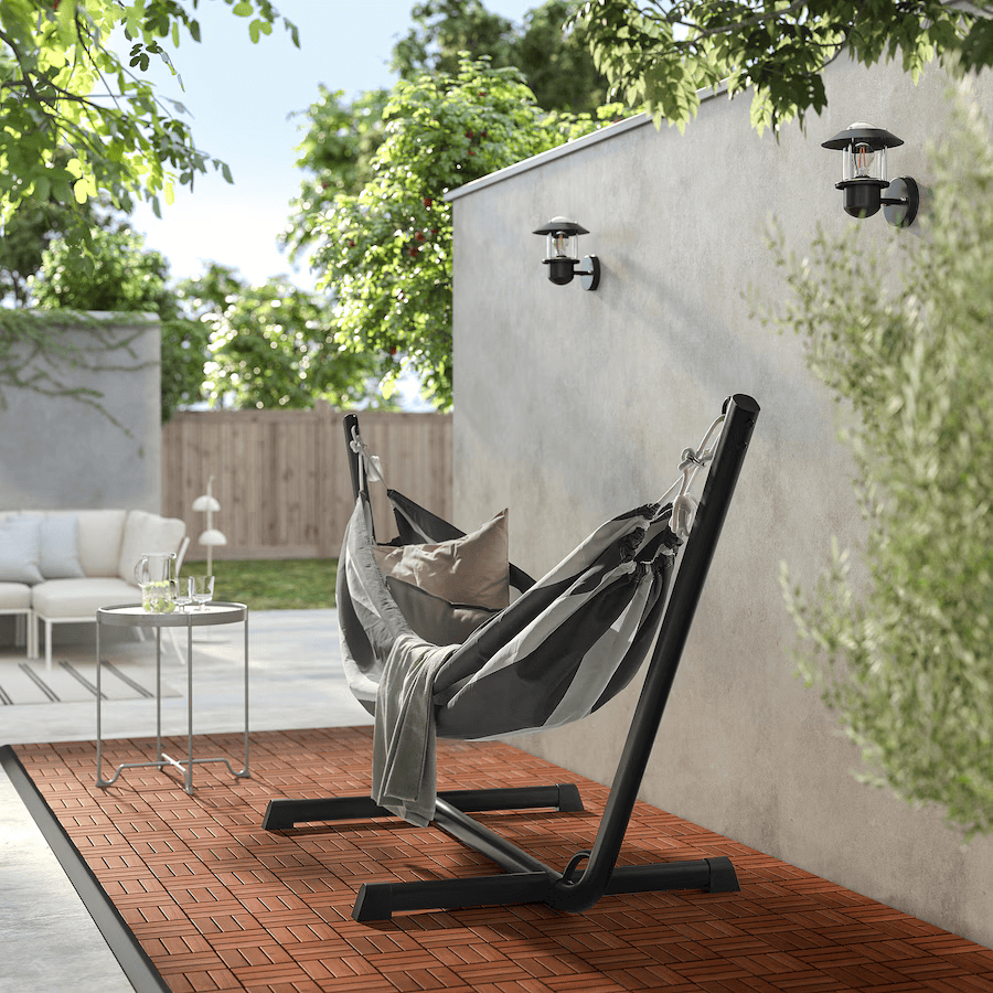 BOCKON / HAMNON Hammock with stand, black/anthracite white