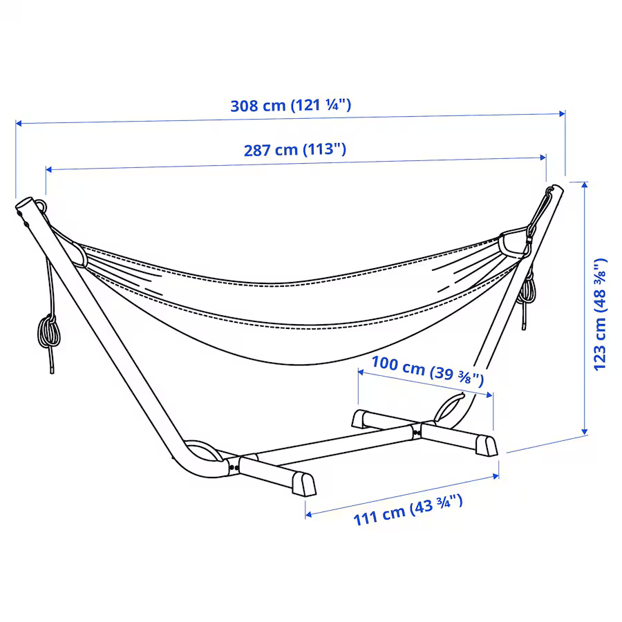 BOCKON / HAMNON Hammock with stand, black/anthracite white
