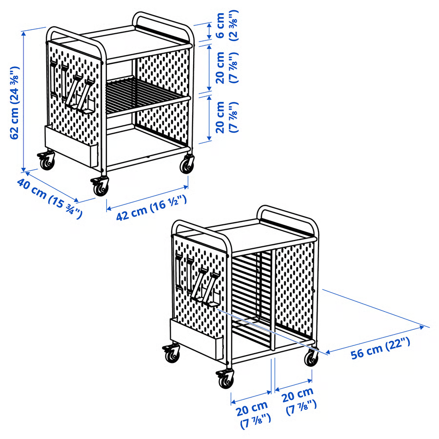 BRANNBOLL Shelving unit on castors, white, 56x62 cm