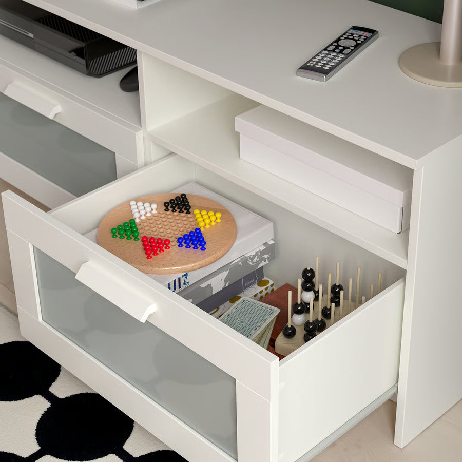 BRIMNES TV bench, white, 120x41x53 cm