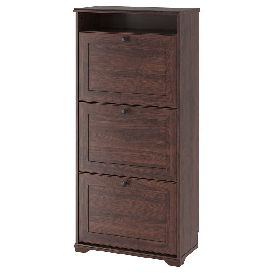 BRUSALI Shoe cabinet with 3 compartments, brown, 61x30x130 cm
