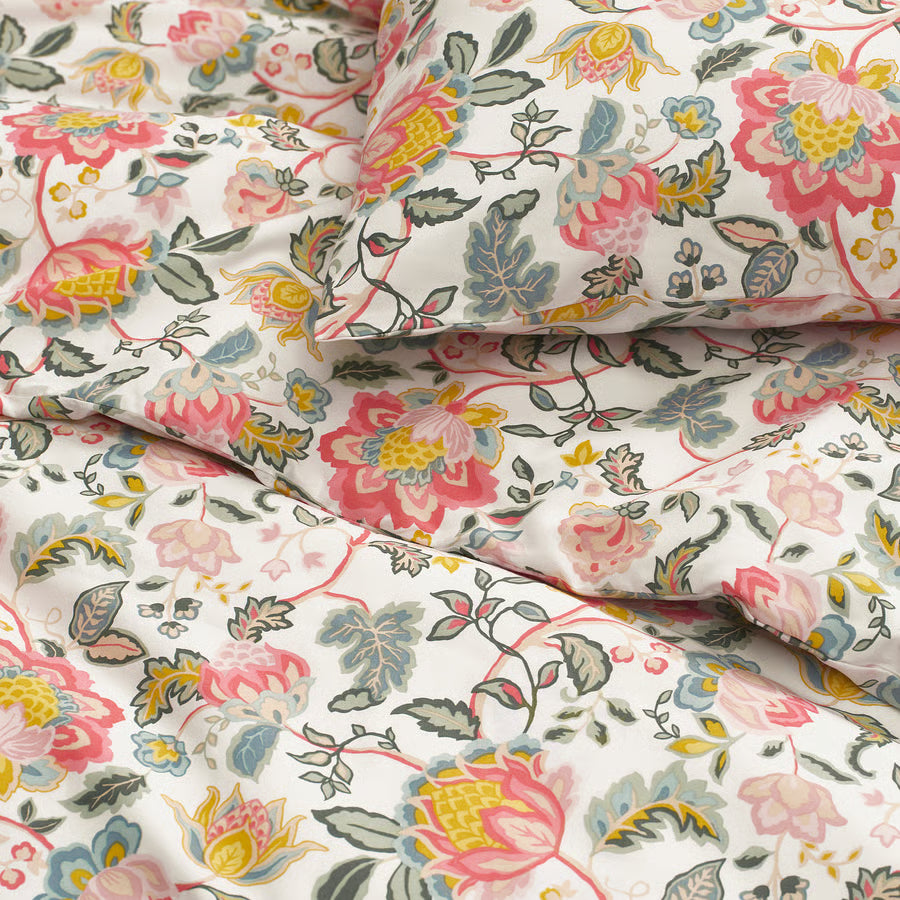 DAGGSALVIA Duvet cover and 2 pillowcases, multicolour/floral pattern, 200x200/50x80 cm