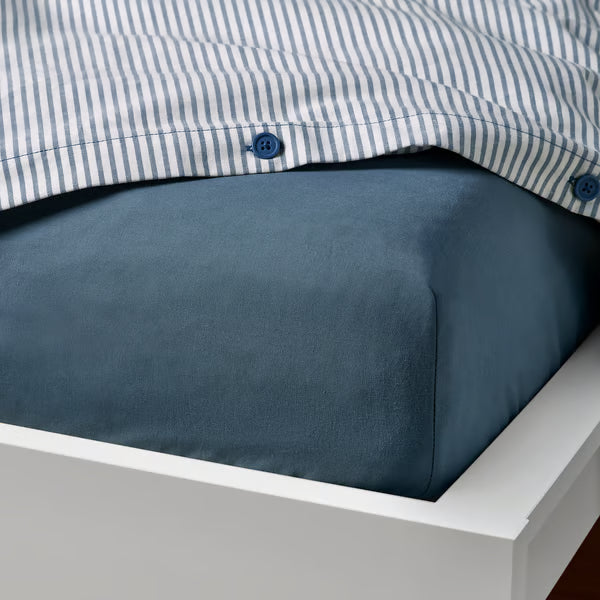 DVALA Fitted sheet, blue, 90x200 cm SINGLE