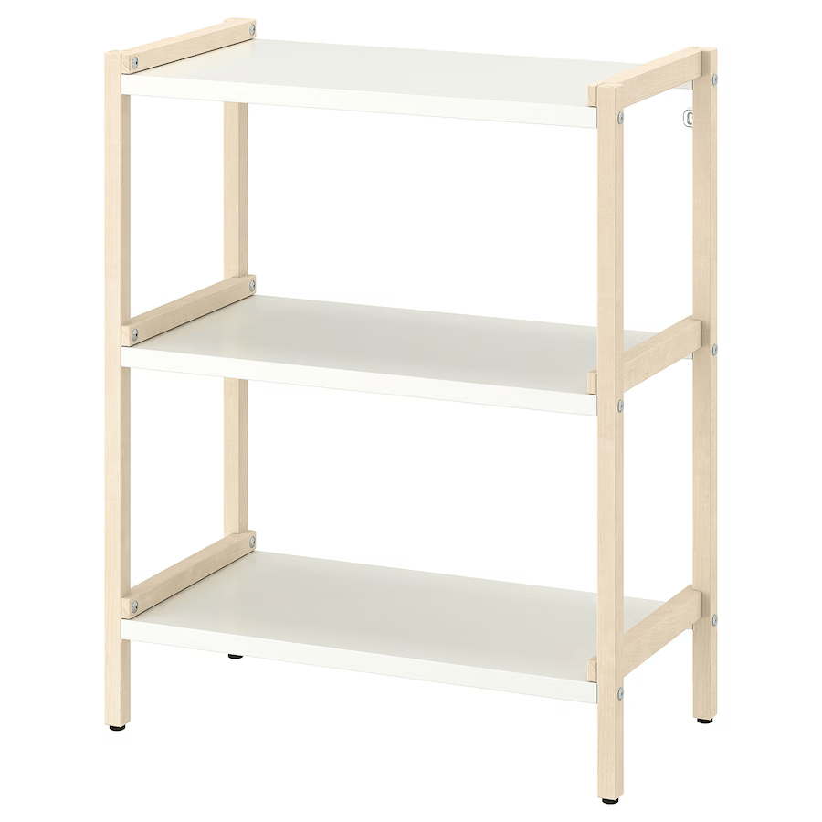 EKENABBEN Open shelving unit, aspen/white, 70x34x86 cm