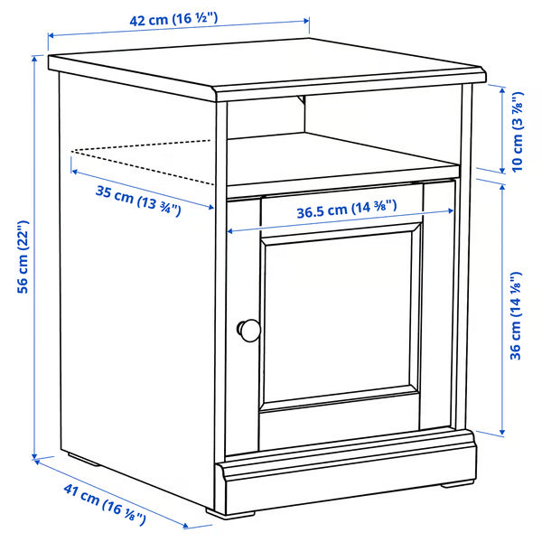 FAGELFJALLET Bedside table, black oak effect, 42x41x56 cm