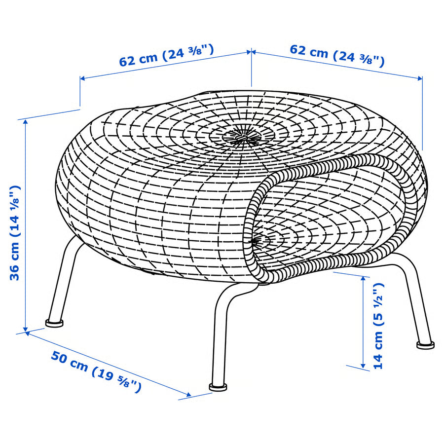 GAMLEHULT Footstool with storage, rattan/anthracite