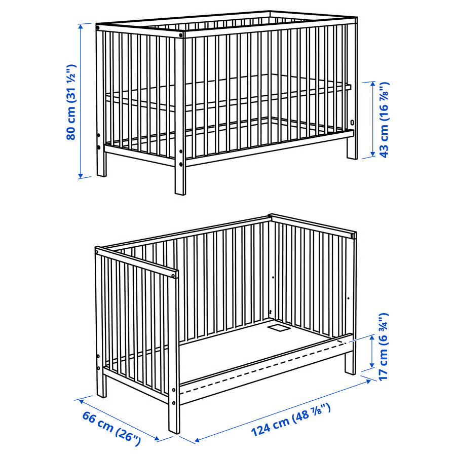 GULLIVER Cot, white, 60x120 cm