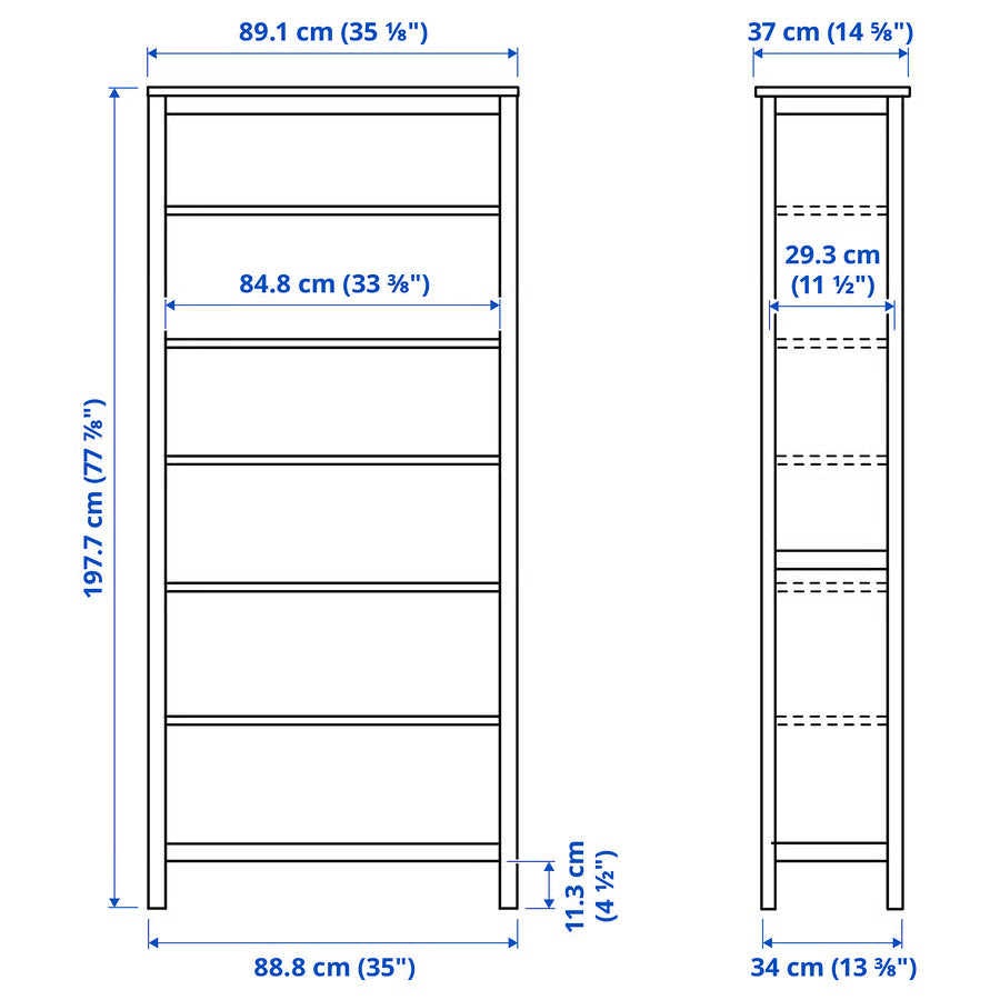 HEMNES Bookcase, black-brown/light brown, 90x198 cm