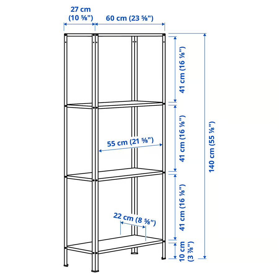 HYLLIS Shelving unit, in/outdoor, 40x27x140 cm