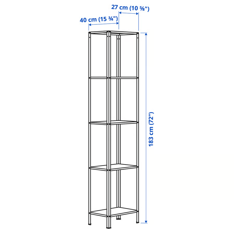 HYLLIS Shelving unit, in/outdoor, 40x27x183 cm