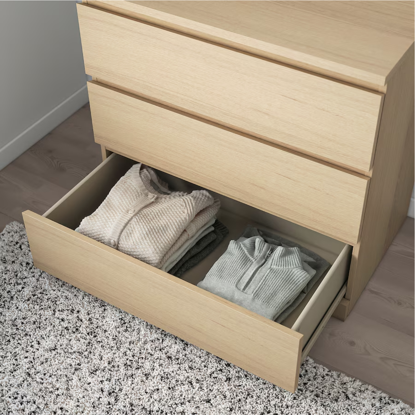 oak color 3 drawer chest
