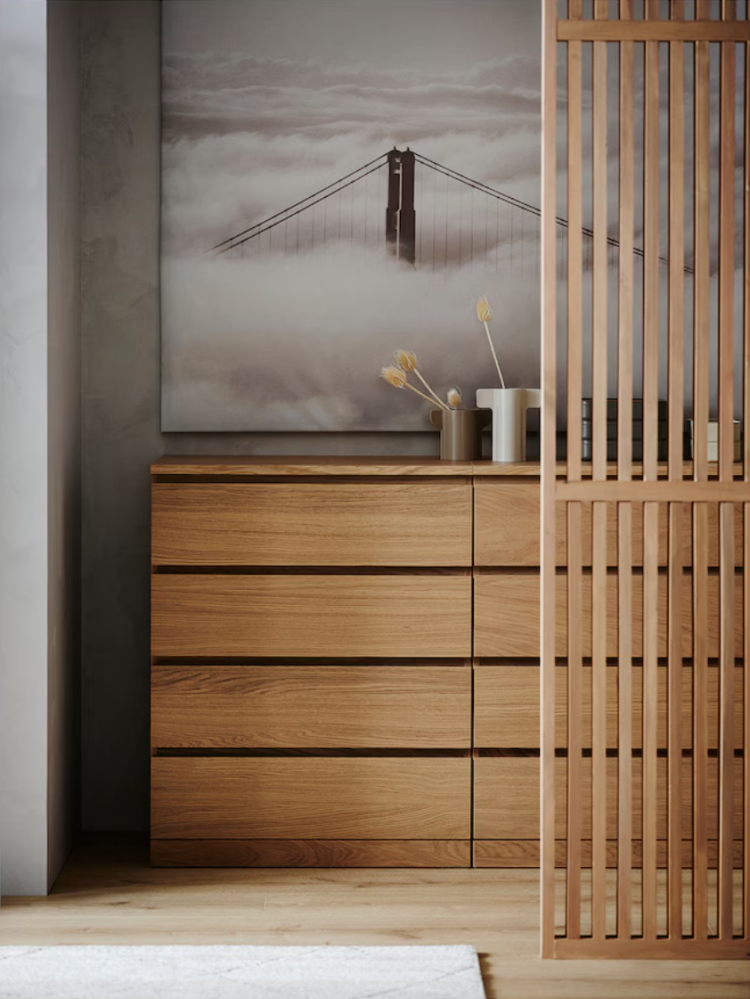 MALM Chest of 4 drawers, white stained oak veneer, 80x100 cm