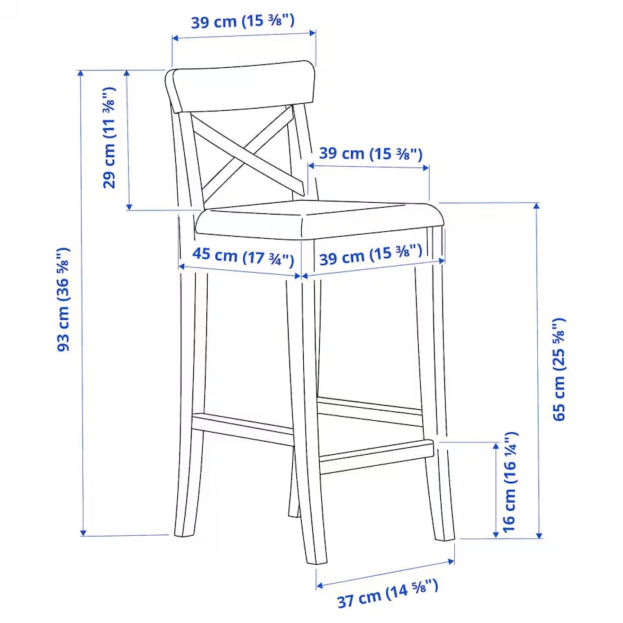 INGOLF Bar stool with backrest, brown-black/Nolhaga grey-beige, 65 cm