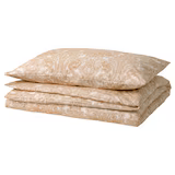 JATTEVALLMO Duvet cover and pillowcase, yellow/white, 150x200/50x80 cm