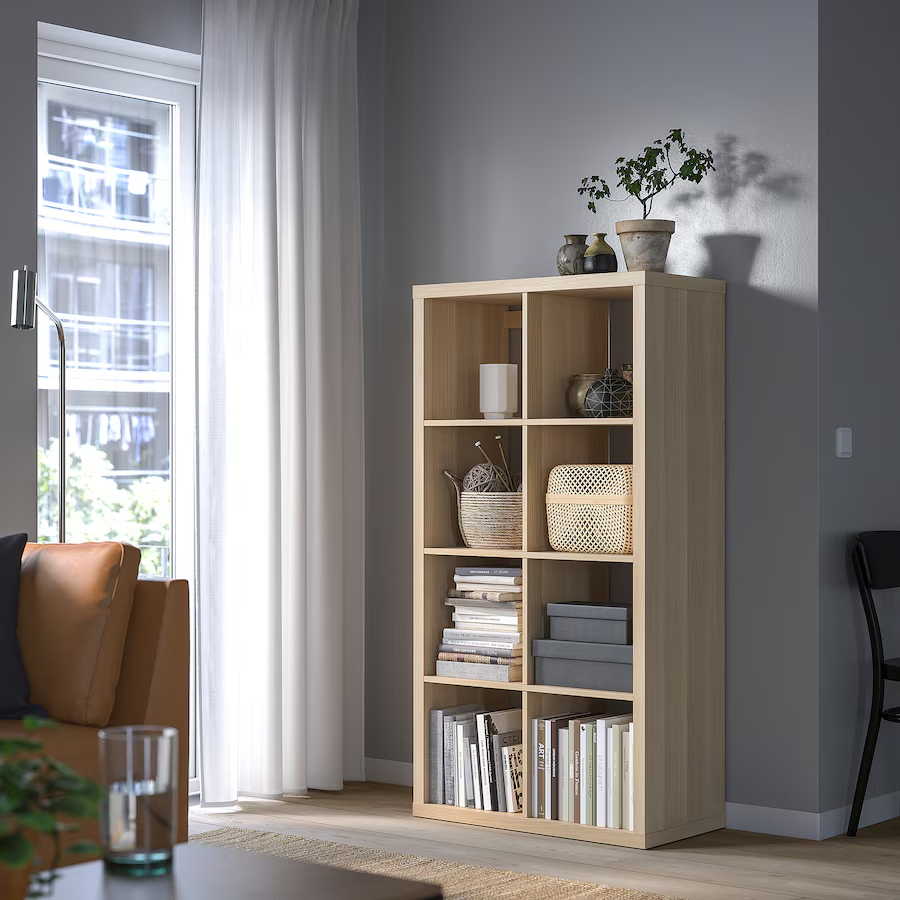 KALLAX Shelving unit, white stained oak effect, 77x147 cm