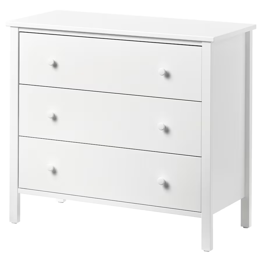 KILBERGET Chest of 3 drawers, white/anchor/unlock-function, 86x78 cm