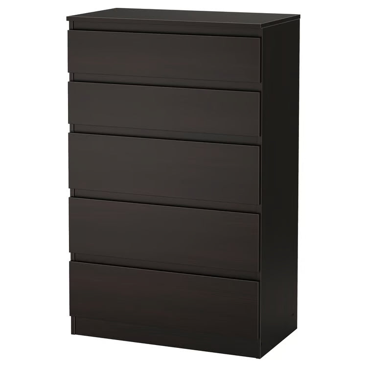 KULLEN Chest of 5 drawers, black, 70x112 cm