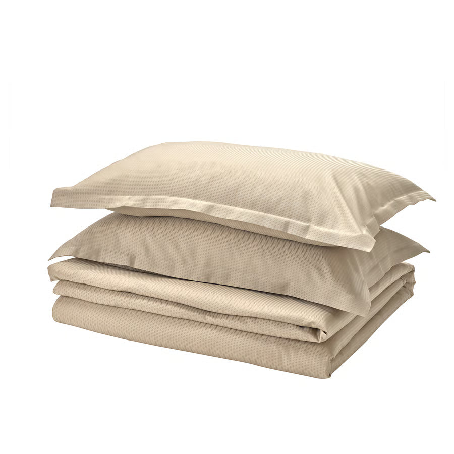 LAKEVANDEROT Duvet cover and 2 pillowcases, beige, 200x200/50x80 cm