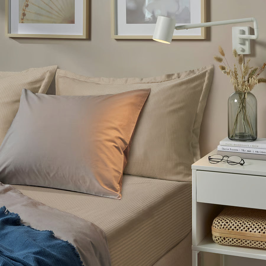LAKEVANDEROT Fitted sheet, beige, 150x200 cm