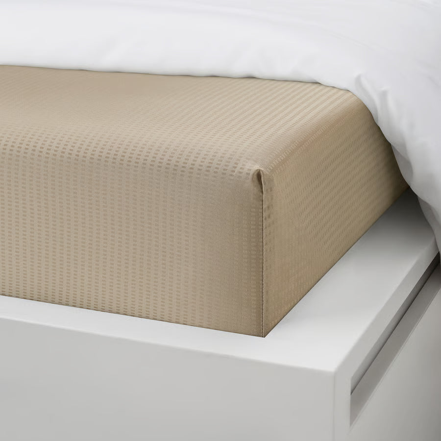 LAKEVANDEROT Fitted sheet, beige, 150x200 cm