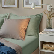 LAKEVANDEROT Fitted sheet, light grey-green, 150x200 cm