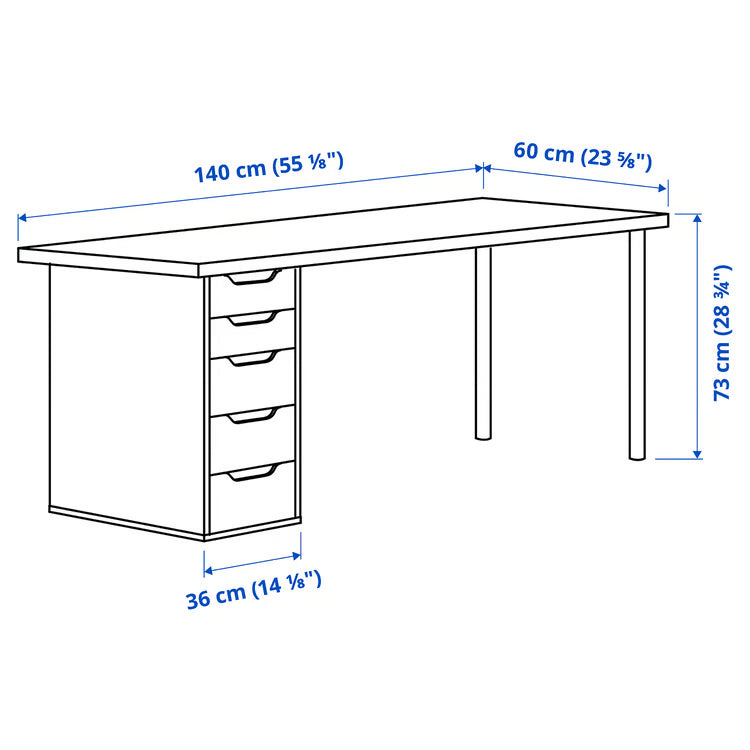 LAGKAPTEN / ALEX Desk, grey/wood effect, 140x60 cm