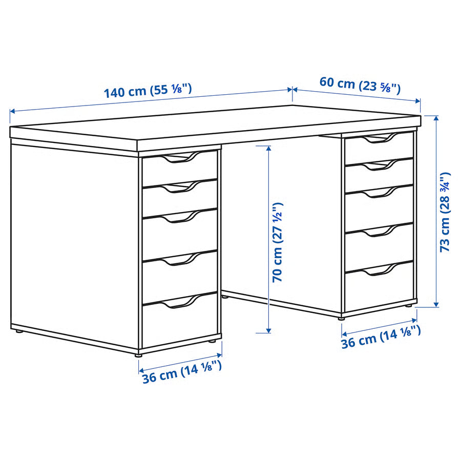 LAGKAPTEN / ALEX Desk, white, 140x60 cm
