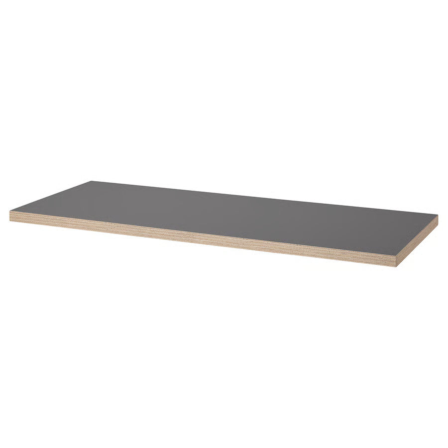 LAGKAPTEN Table top, dark grey/wood effect, 140x60 cm