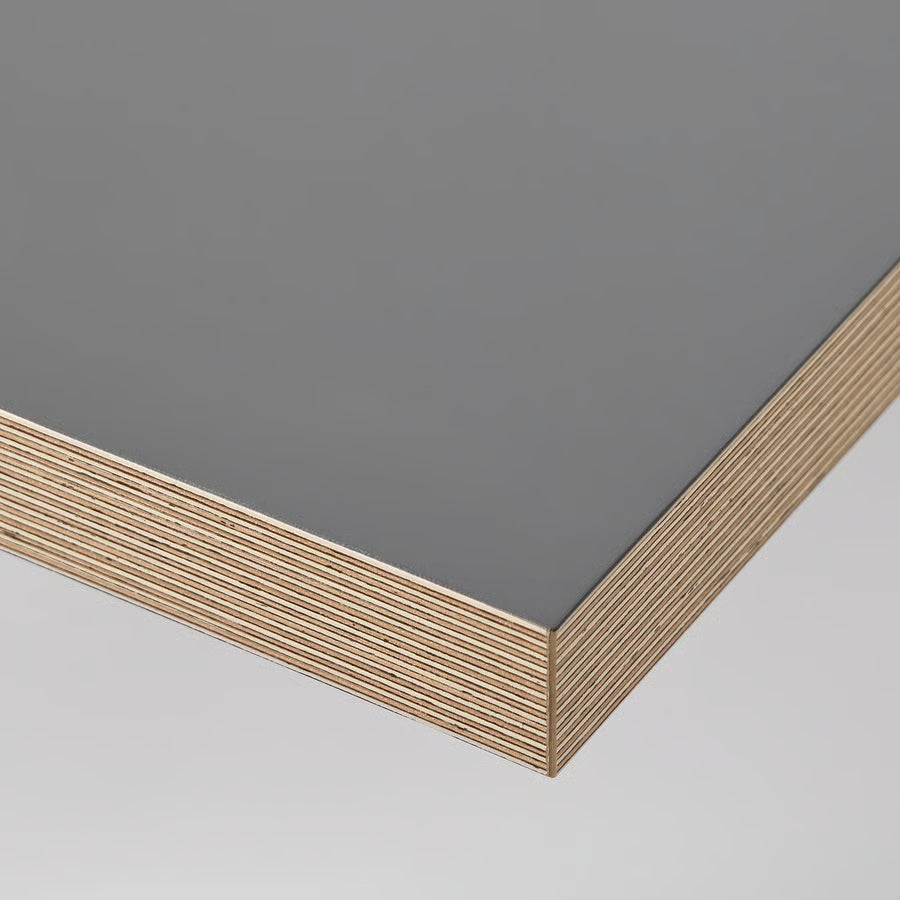 LAGKAPTEN Table top, dark grey/wood effect, 140x60 cm