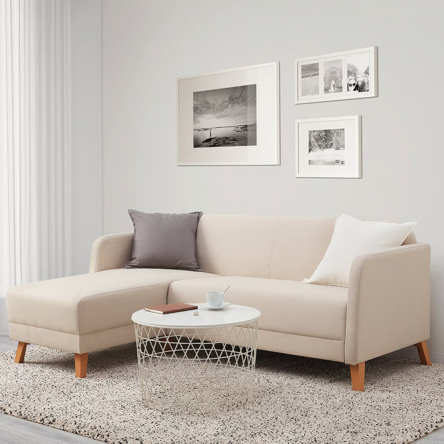 LINANAS 3-seat sofa, with chaise longue/Vissle beige