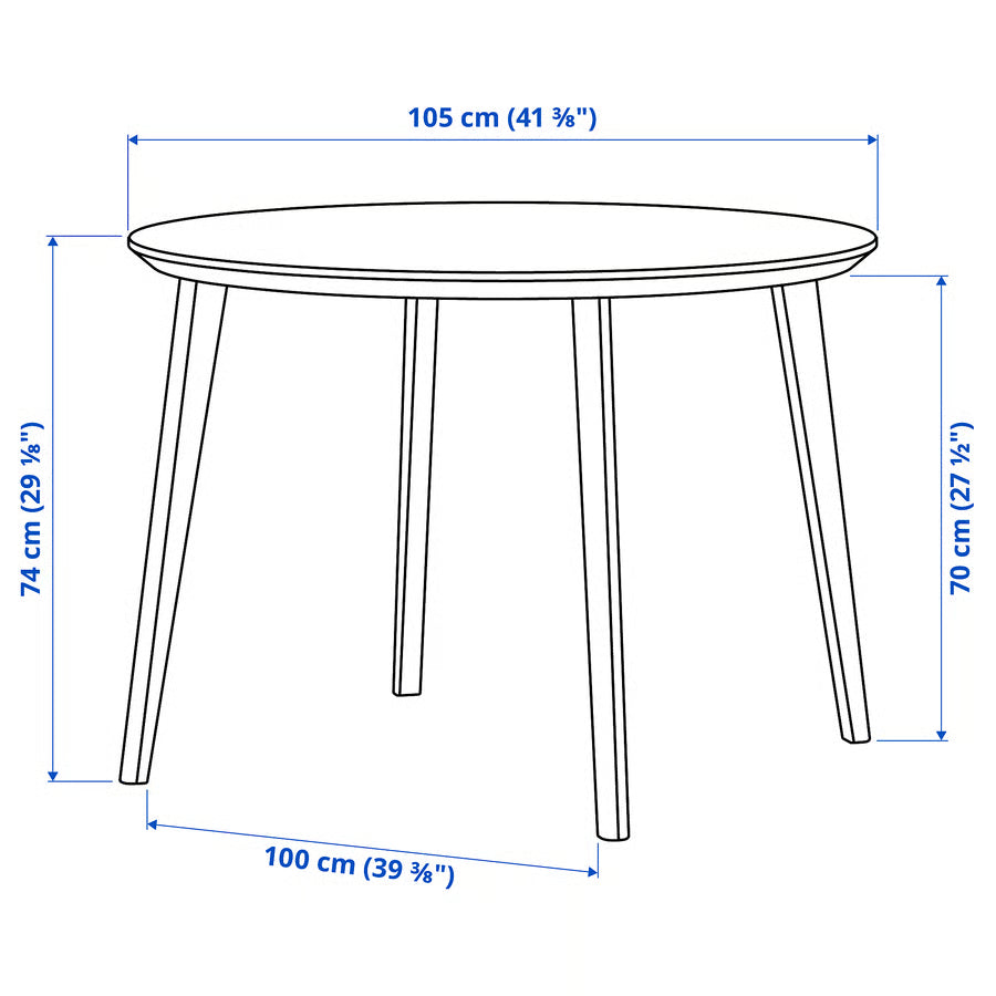 LISABO Table and 4 chairs, ash veneer/ash, 105 cm