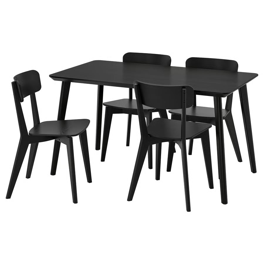 LISABO Table and 4 chairs, black, 140x78 cm