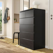 MALM Chest of 6 drawers, black-brown, 80x123 cm