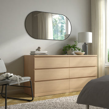 MALM Chest of 6 drawers, white stained oak veneer, 160x78 cm