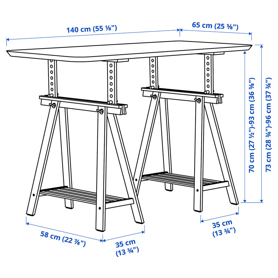 MITTBACK Trestle, white, 58x70/93 cm