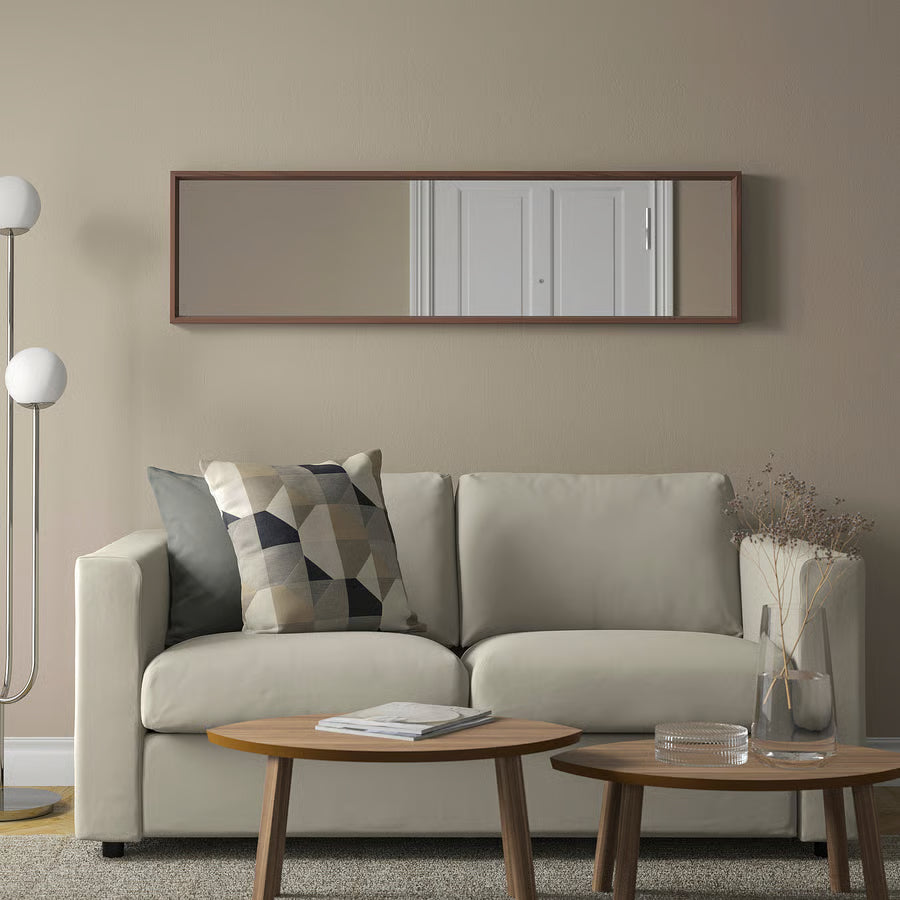 NISSEDAL Mirror, walnut effect, 40x150 cm