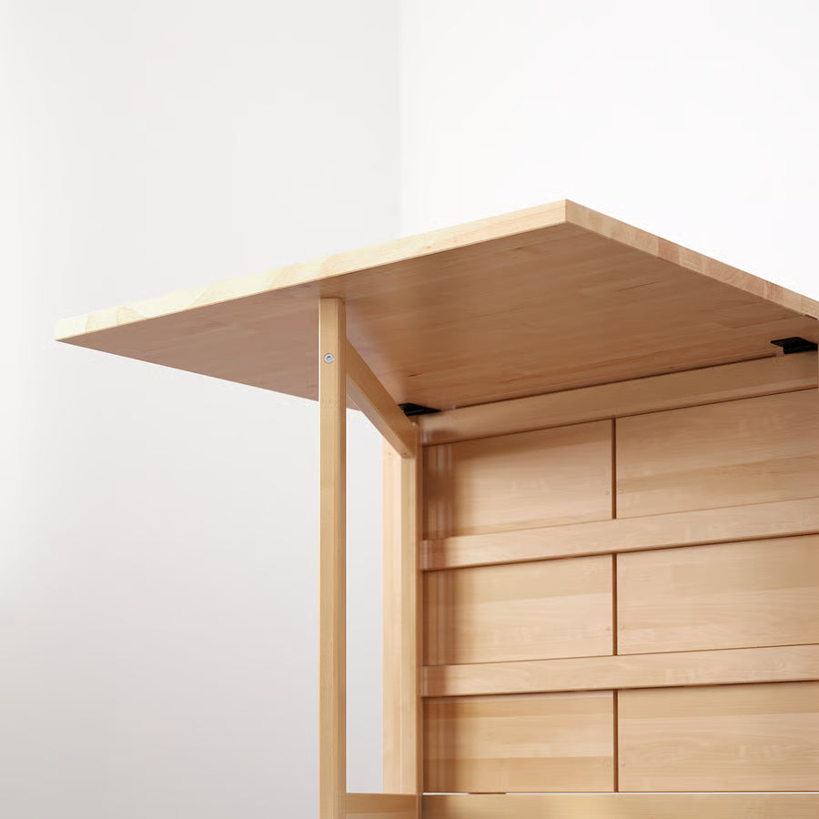 NORDEN gateleg table, birch, 26/89/152x80 cm