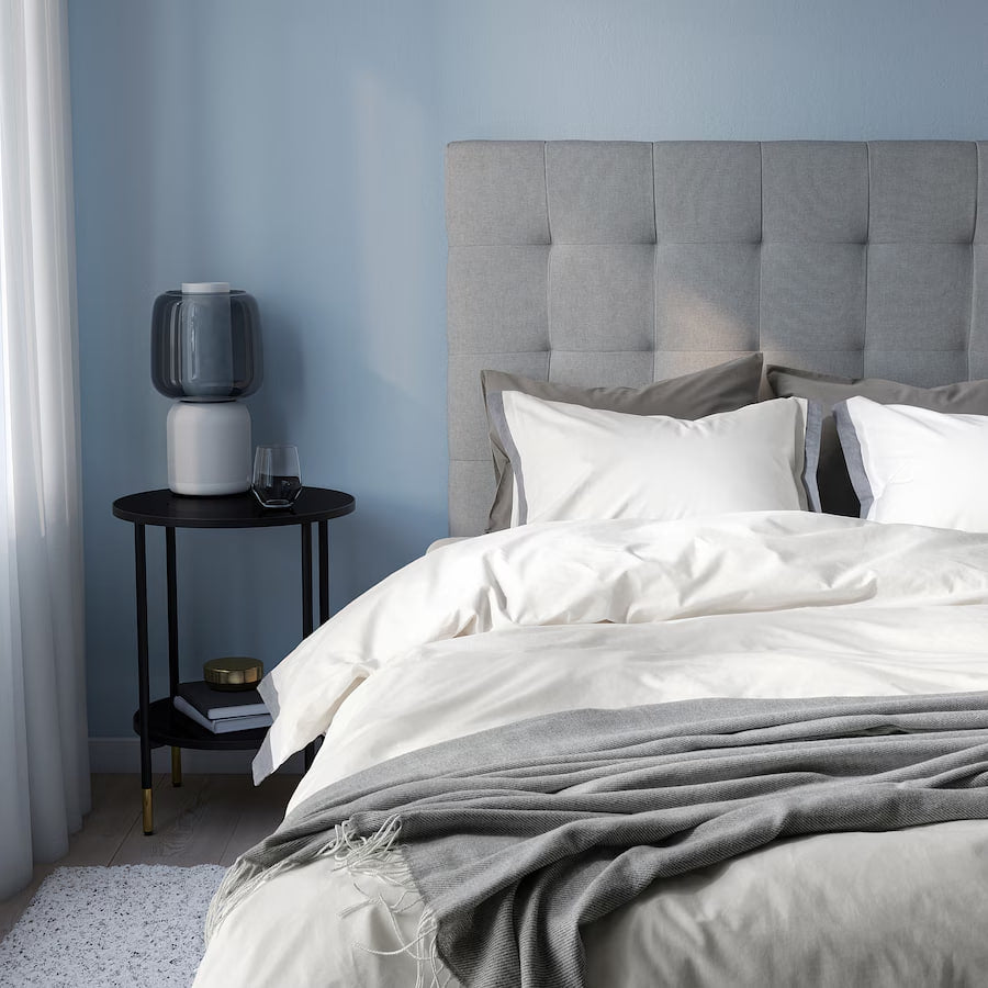 TATELSMYGARE Duvet cover and 2 pillowcases, white/blue, 240x220/50x80 cm