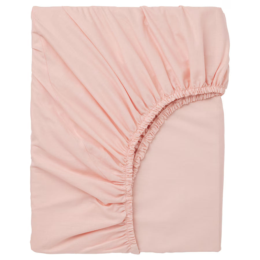 DVALA Fitted sheet, light pink, 180x200 cm KING