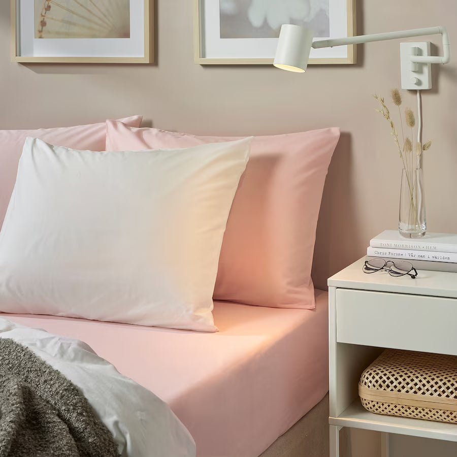 DVALA Fitted sheet, light pink, 90x200 cm SINGLE
