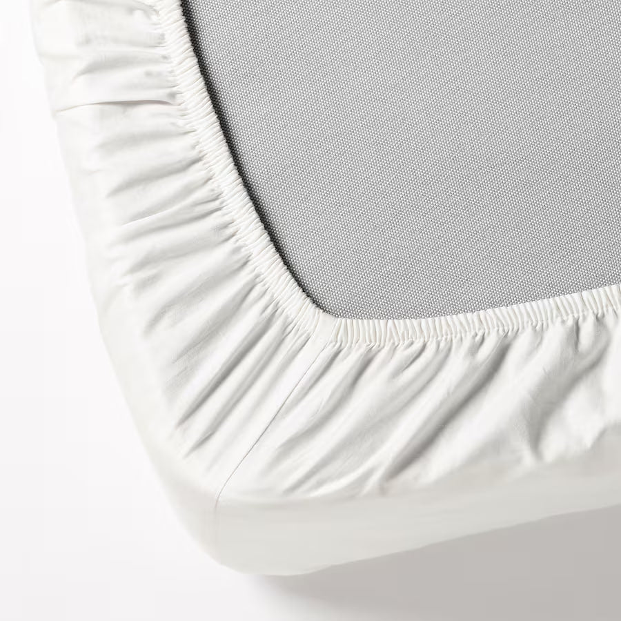 DVALA Fitted sheet, white, 180x200 cm KING