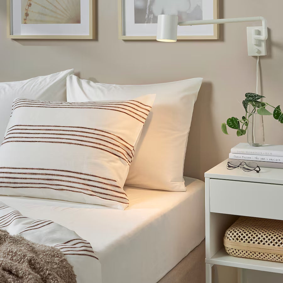 DVALA Fitted sheet, white, 180x200 cm KING
